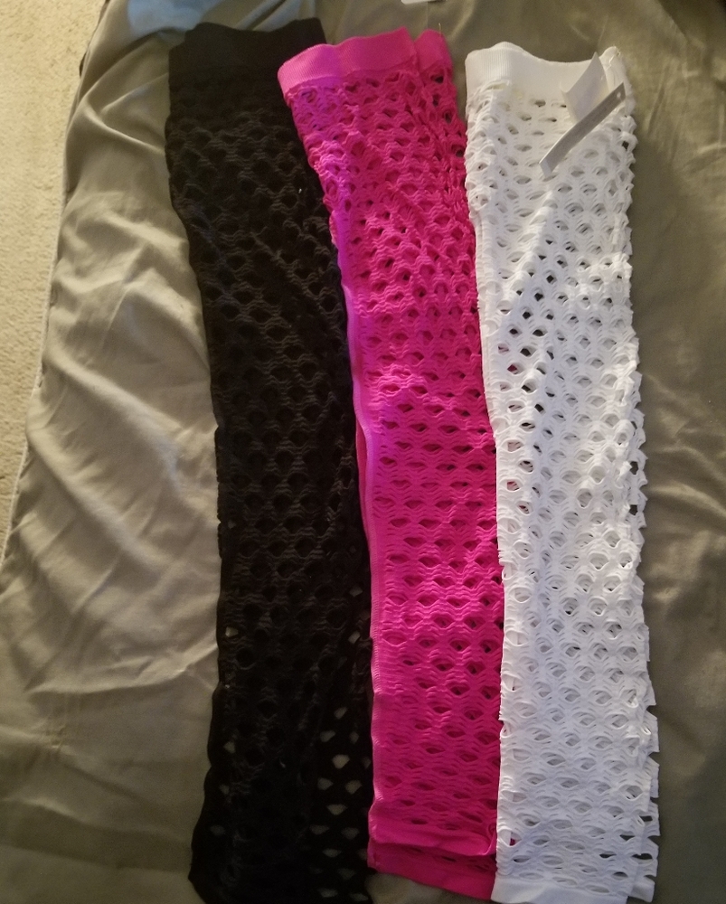 Fishnet leggings bundle black white pink